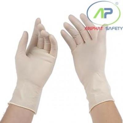 Găng tay Nitrile (trắng) nhám ngón Size L (3.6gr-24Cm)